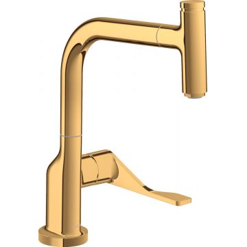 Baterie bucatarie Hansgrohe Axor Citterio Select dus extractibil gold optic lustruit