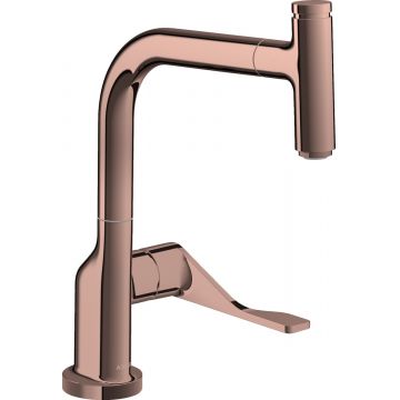 Baterie bucatarie Hansgrohe Axor Citterio Select dus extractibil red gold lustruit