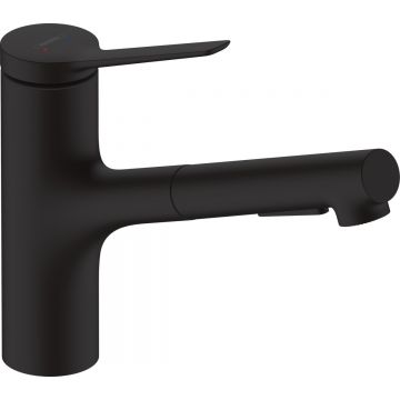 Baterie bucatarie Hansgrohe Zesis M33 150 dus extractibil cu 2 tipuri de jet negru mat