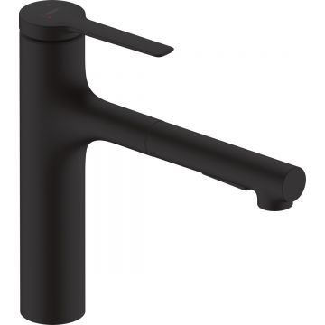 Baterie bucatarie Hansgrohe Zesis M33 160 dus extractibil cu 2 tipuri de jet negru mat