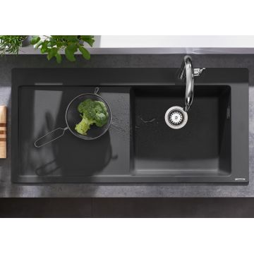 Chiuveta bucatarie Hansgrohe S514-F450 SilicaTec 450 51x105x19cm picurator stanga graphite black