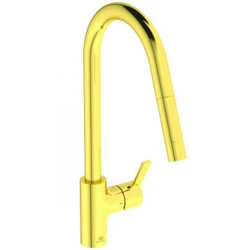 Baterie bucatarie Ideal Standard Gusto 235mm dus extractibil pipa R rotativa brushed gold