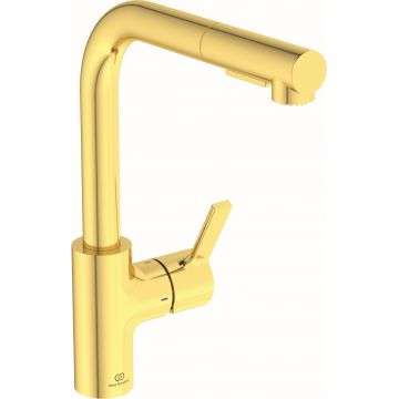 Baterie bucatarie Ideal Standard Gusto 295mm pipa extractibila L rotativa brushed gold