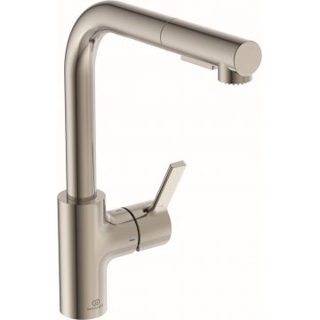 Baterie bucatarie Ideal Standard Gusto 295mm pipa extractibila L rotativa silver storm