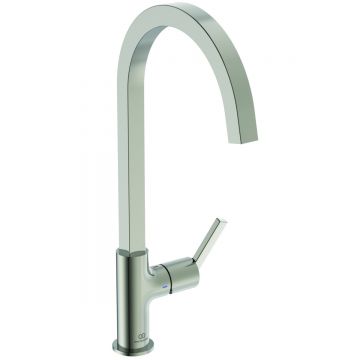 Baterie bucatarie Ideal Standard Gusto Square 306mm pipa tubulara R rotativa silver storm