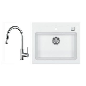 Set chiuveta bucatarie Alveus Atrox 30 artic si baterie Delos inox