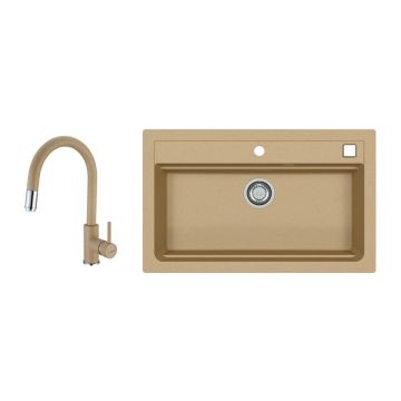 Set chiuveta bucatarie Alveus Atrox 40 si baterie Delos bej