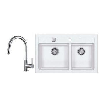 Set chiuveta bucatarie Alveus Atrox 50 artic si baterie Delos inox