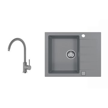 Set chiuveta bucatarie Alveus Cadit 10 si baterie Kati Concrete gri Set chiuveta bucatarie Alveus Cadit 10 si baterie Kati Concrete gri
