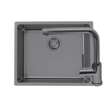 Set chiuveta bucatarie inox Kombino 50 antracit si baterie bucatarie Fluid Monarch antracit