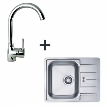Set chiuveta bucatarie inox leinen cuva stanga Line 60 si baterie crom lucios Alveus Karina Set chiuveta bucatarie inox leinen cuva stanga Line 60 si baterie crom lucios Alveus Karina