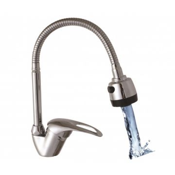 Baterie bucatarie dus flexibil Zinox ZLN0382, 2 jeturi, Monocomanda, Cartus ceramic 35mm