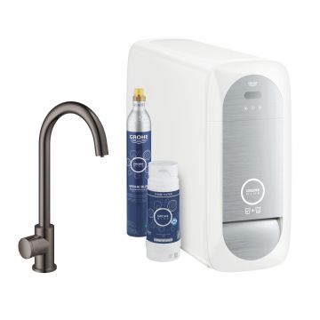 Baterie bucatarie Grohe Blue Home Mono cu pipa C sistem de filtrare hard graphite