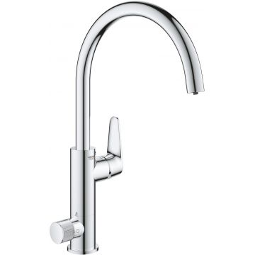 Baterie bucatarie Grohe Blue Pure BauCurve cu pipa c optiune sistem filtrare crom