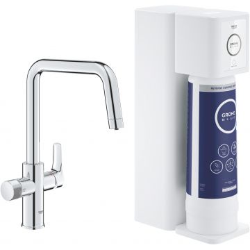 Baterie bucatarie Grohe Blue Pure Eurosmart cu pipa U sistem filtrare osmoza starter kit crom