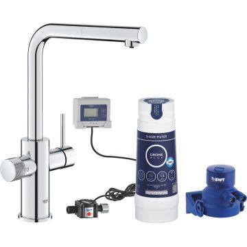 Baterie bucatarie Grohe Blue Pure Minta cu dus extractibil sistem filtrare S starter kit crom