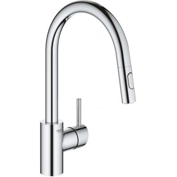Baterie bucatarie Grohe Concetto cu dus extractibil dual spray pipa C crom