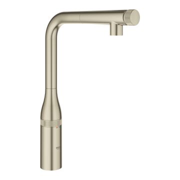 Baterie bucatarie Grohe Essence SmartControl cu dus extractibil pipa L brushed nickel