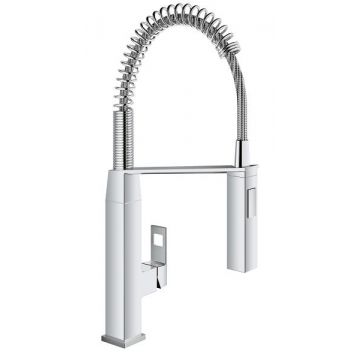 Baterie bucatarie Grohe Eurocube cu pipa flexibila ProfiSpray crom