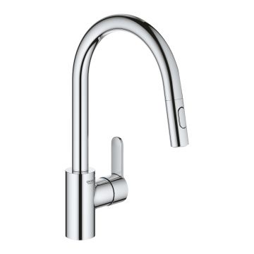 Baterie bucatarie Grohe Eurostyle Cosmopolitan cu dus extractibil dual spray pipa C crom