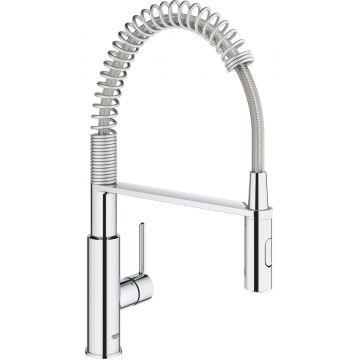 Baterie bucatarie Grohe Get cu pipa C flexibila crom