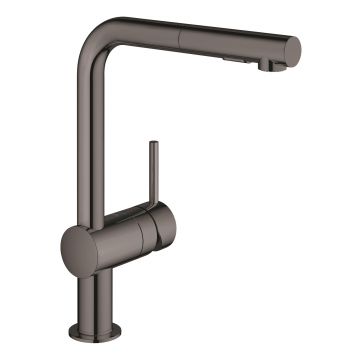 Baterie bucatarie Grohe Minta cu dus extractibil dual spray pipa L hard graphite