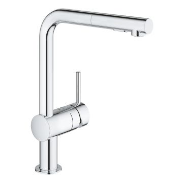 Baterie bucatarie Grohe Minta cu dus extractibil dual spray pipa L crom