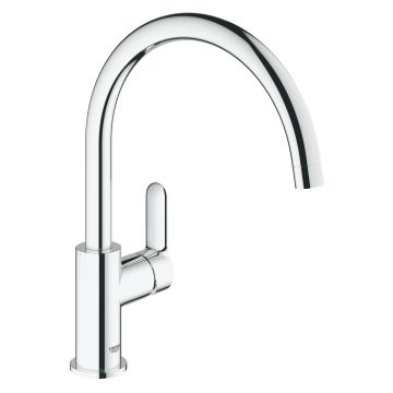 Baterie bucatarie Grohe Start Edge, monocomanda, cartus ceramic de 2,8 cm, finisaj cromat, 33,2 x 2.8 x 22,3 cm