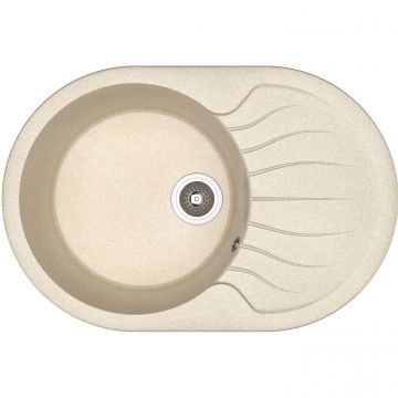 Chiuveta bucatarie Dr. Gans Berta, granit/compozit, incastrabila, bej, adancime 20 cm, 76 x 51 cm