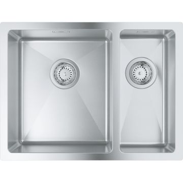 Chiuveta bucatarie Grohe K700U 60 -S cu doua cuve inegale 595x450mm montare sub blat inox