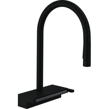Baterie bucatarie Hansgrohe Aquno Select M81 170 dus extractibil doua tipuri de jet sBox si strecuratoare multifunctionala negru mat Baterie bucatarie Hansgrohe Aquno Select M81 170 dus extractibil doua tipuri de jet sBox si strecuratoare multifunctionala negru mat