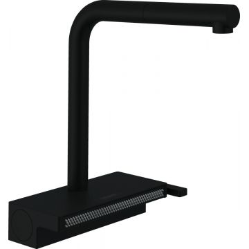 Baterie bucatarie Hansgrohe Aquno Select M81 250 dus extractibil doua tipuri de jet sBox si strecuratoare multifunctionala negru mat Baterie bucatarie Hansgrohe Aquno Select M81 250 dus extractibil doua tipuri de jet sBox si strecuratoare multifunctionala negru mat