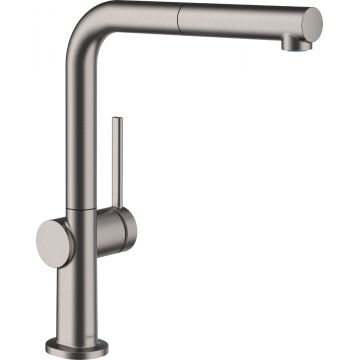 Baterie bucatarie Hansgrohe Talis M54 270 crom dus extractibil si sBox negru periat Baterie bucatarie Hansgrohe Talis M54 270 crom dus extractibil si sBox negru periat