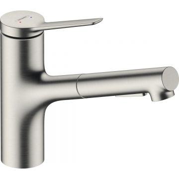 Baterie bucatarie Hansgrohe Zesis M33 cu pipa extractibila ComfortZone 150 sBox inox