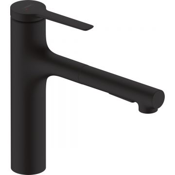 Baterie bucatarie Hansgrohe Zesis M33 cu pipa extractibila ComfortZone 160 sBox negru mat