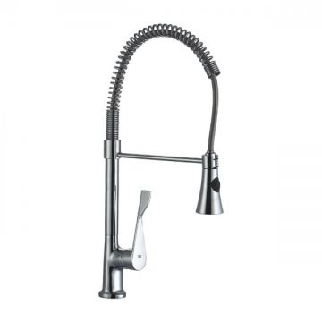 Baterie pentru bucatarie Zilan Z-Inox ZLN8153, Gat flexibil de 45cm, Corp alama, Suprafata cromata, 2 Moduri stropire