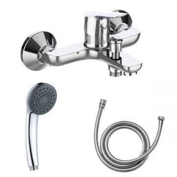 Baterie pentru dus Zilan Z-Inox ZLN8177, Para de dus si furtun 1.5m, Argintiu