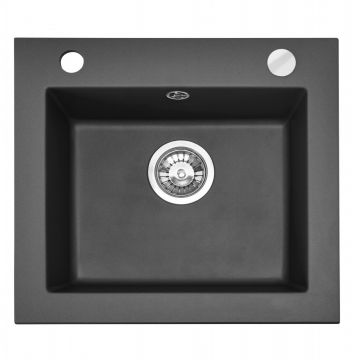 Chiuveta compozit Rea West negru metalizat 49x44 cm