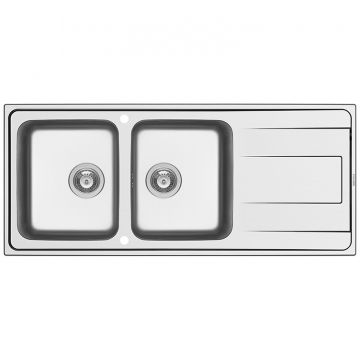 Chiuveta Inox ALEA, 116x50 2B 1D, adancime 180mm, reversibila, montare pe blat, finisaj lucios