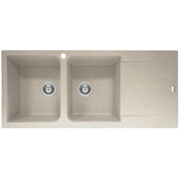 Chiuveta soft compozit de bucatarie SIERRA Durothek 116x50 2B1D ST Bej