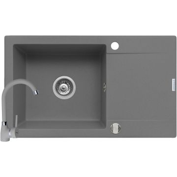 Pachet chiuveta granit MIDO PLUS + Baterie BELLO Grey