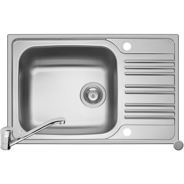 Set 2IN 1 Chiuveta Inox INSET 1B1D REV LN + Baterie