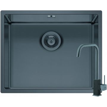 Set Chiuveta Bucatarie + Baterie Adelita Colora 50x40 1B Gun Metal