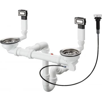 Sifon automat cu preaplin Hansgrohe D15-11 pentru chiuveta cu doua cuve inox Sifon automat cu preaplin Hansgrohe D15-11 pentru chiuveta cu doua cuve inox