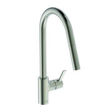 Baterie bucatarie cu dus extactibil Ideal Standard Gusto 235 argintiu Silver Storm 1 tip de jet