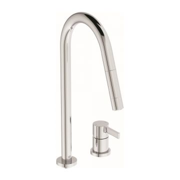 Baterie bucatarie cu dus extactibil Ideal Standard Gusto 242 crom lucios 2 tipuri de jet