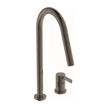 Baterie bucatarie cu dus extactibil Ideal Standard Gusto 242 gri Magnetic Grey 2 tipuri de jet