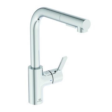 Baterie bucatarie cu dus extactibil Ideal Standard Gusto 295 crom lucios 2 tipuri de jet