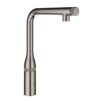 Baterie bucatarie cu dus extractibil Grohe Essence SmartControl antracit periat Hard Graphite