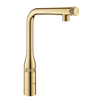 Baterie bucatarie cu dus extractibil Grohe Essence SmartControl auriu lucios Cool Sunrise